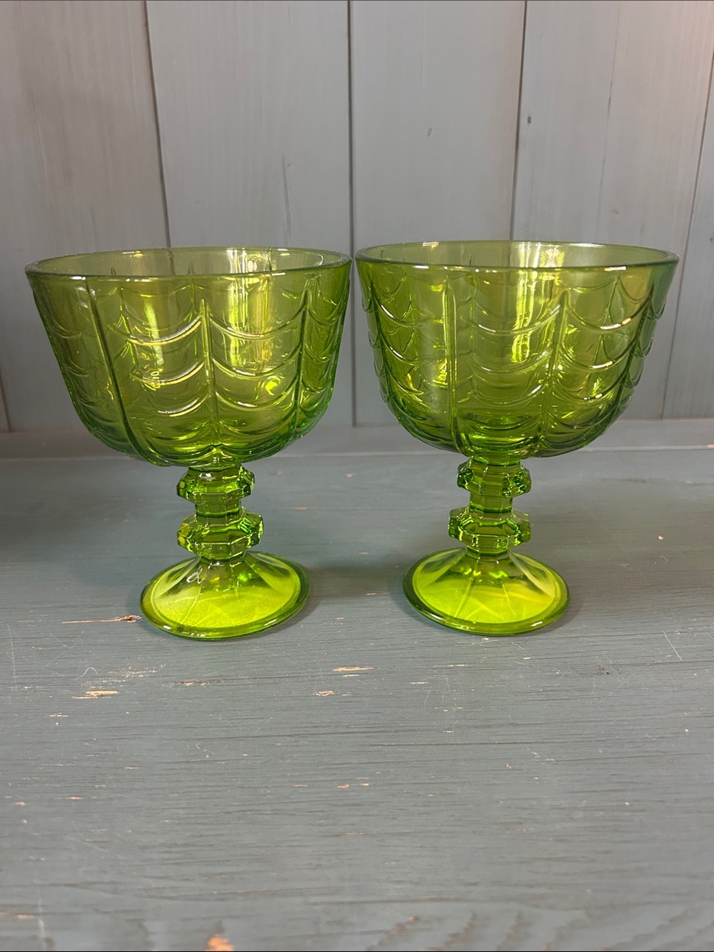 Target Bullseye Lime Green Pressed Glass Goblet Pair - Halloween 2026 | New